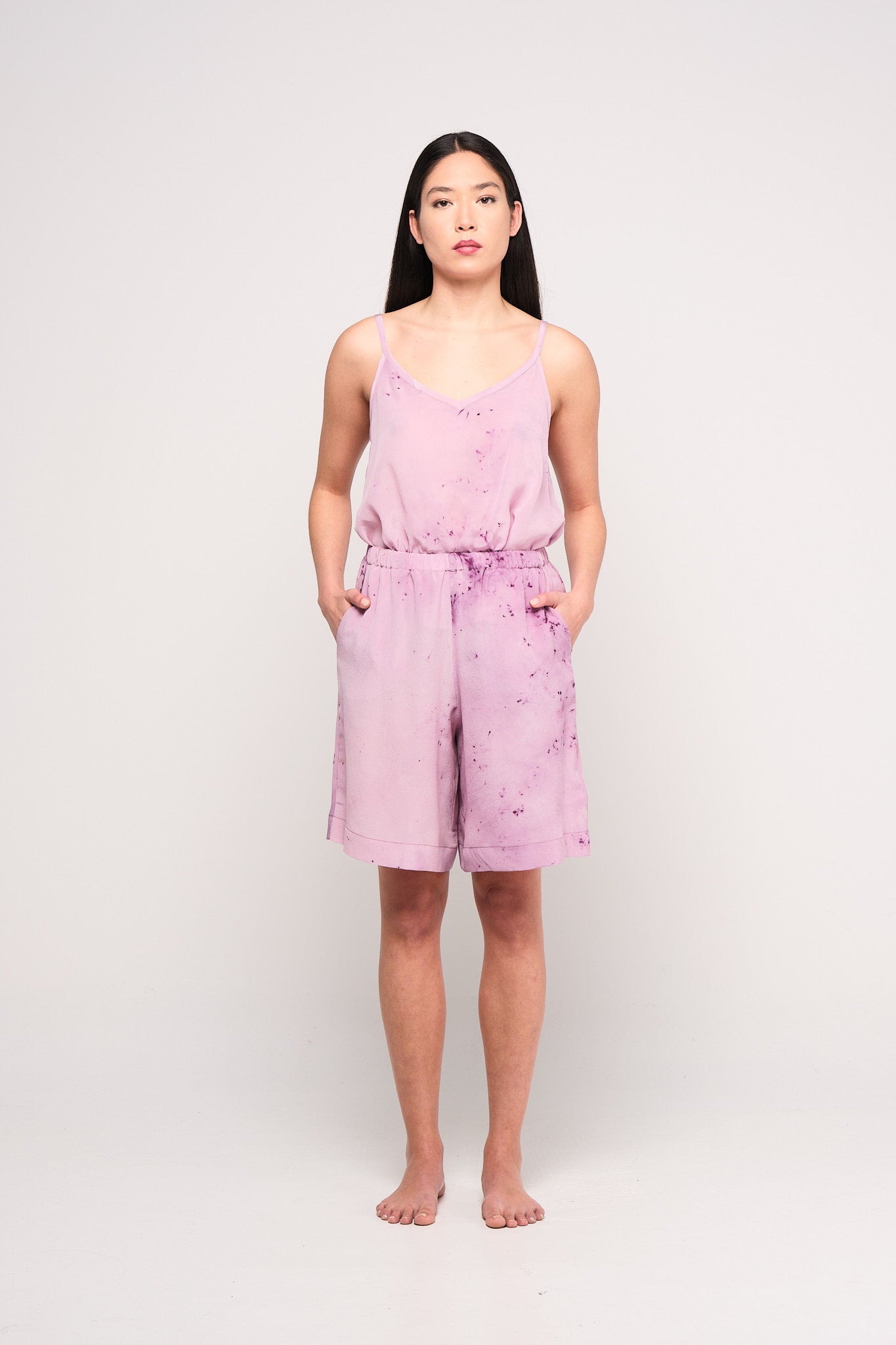 Carmine silk slip top