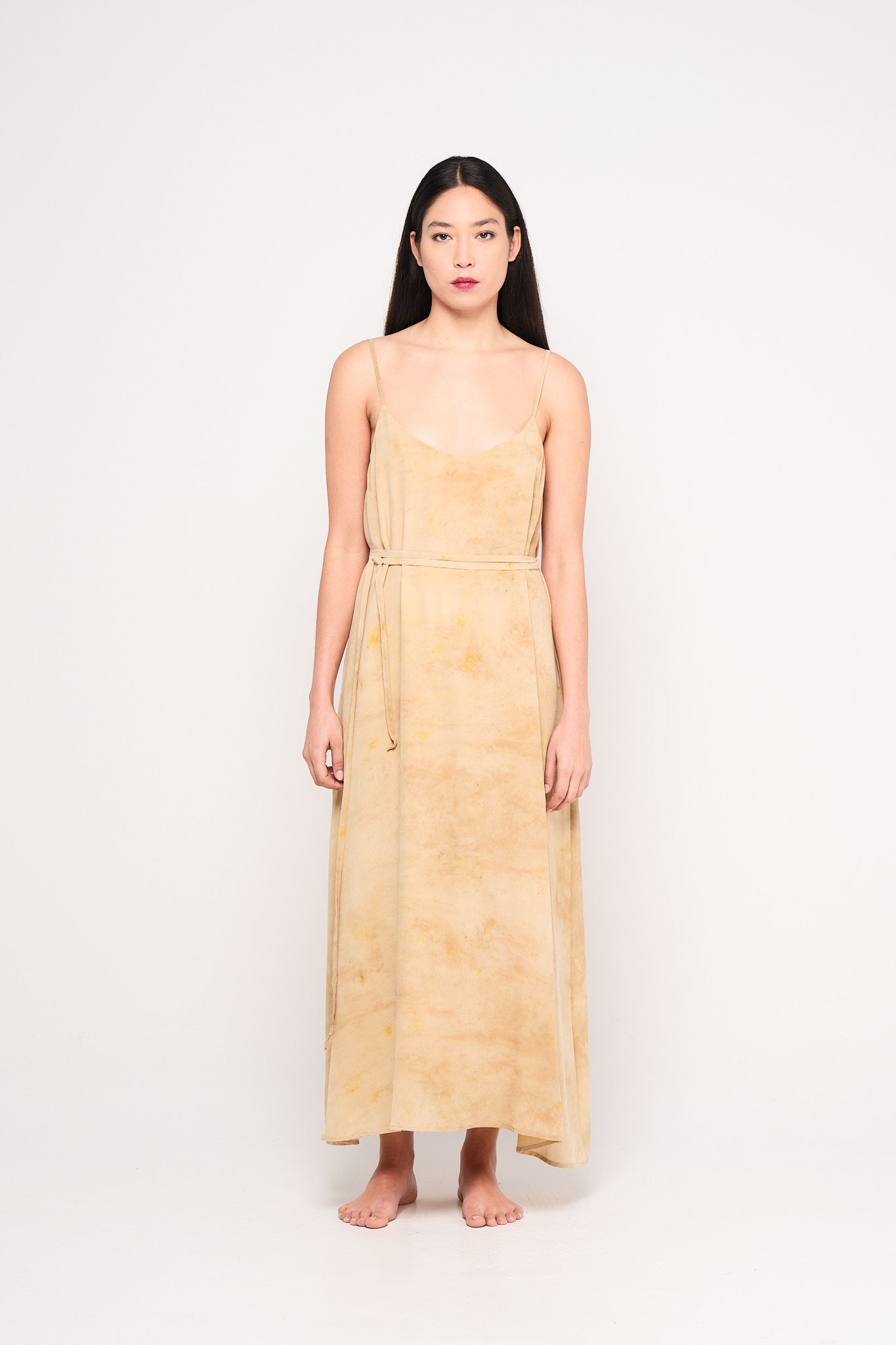 Yellow wildflowers silk slip dress