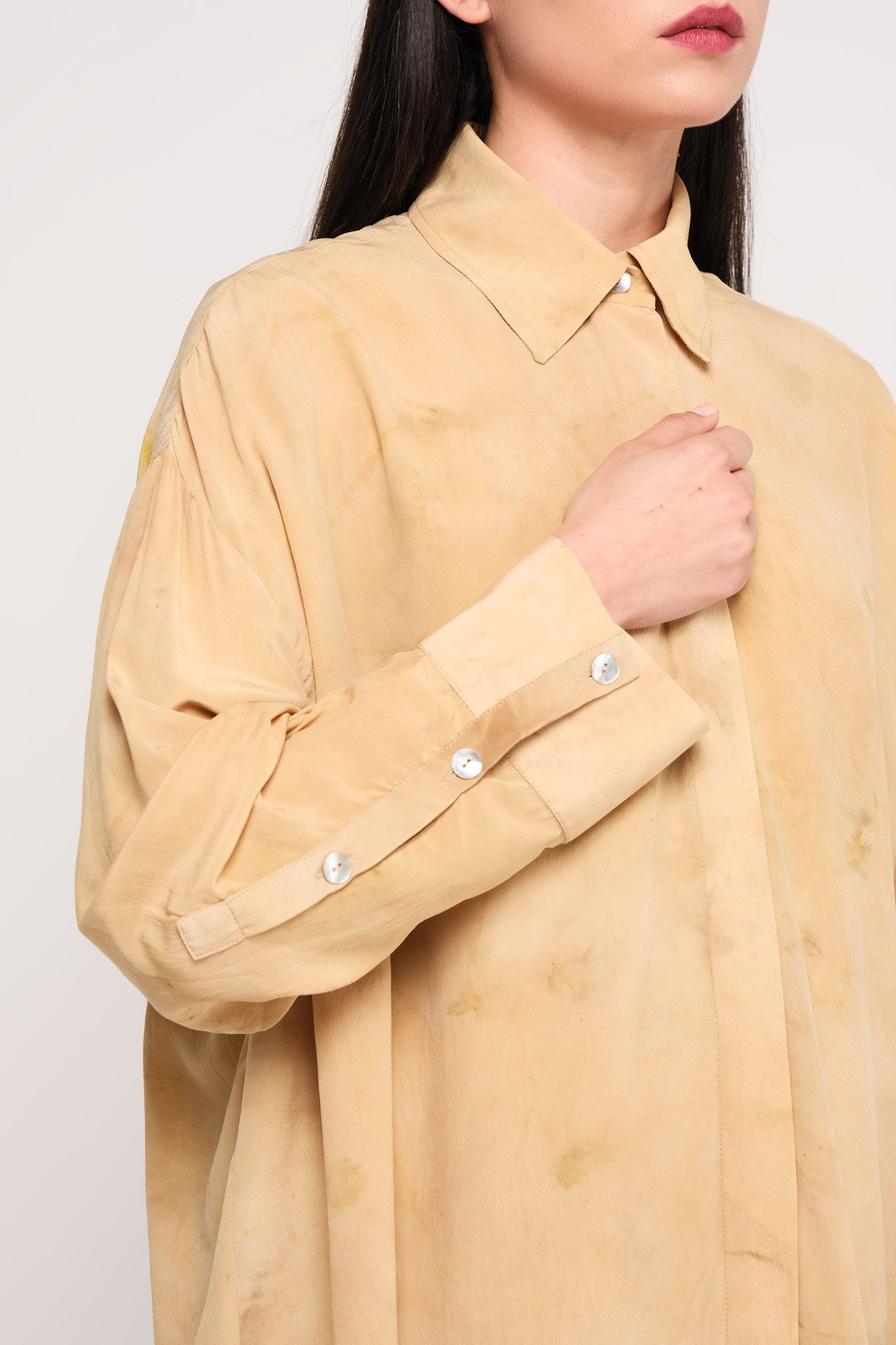 Yellow wildflowers silk oversized shirt